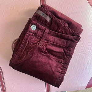 7 For All Mankind // Crushed Velvet Jeans in Wine/Burgundy
